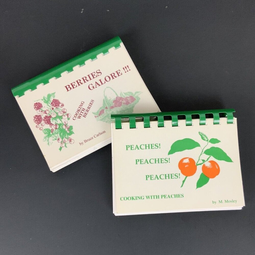 Cooking With Peaches & Berries Mini Cookbook Set Of 2 Spiral Bound Recipes